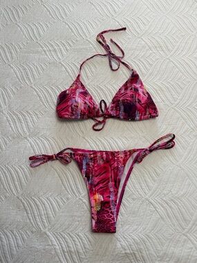 No Label Women’s Pink Triangle Bikini Set. Size M